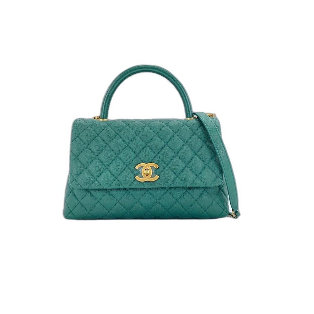 CHANEL Coco Handle S Handbag Green